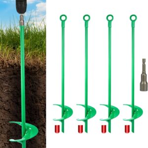 18\u201DGround Anchors，Trampoline Stakes， 3" Helix Diameter, with Drill Bits，Can Be Used Heavy Duty Anchor Hook for Camping Tent, Canopies, Car Ports, Sheds, Swing Sets, Securing Animals(6pcs)