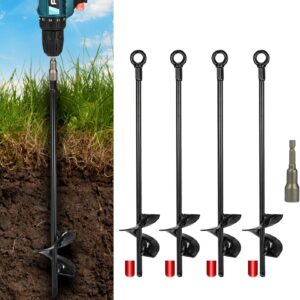 18\u201DGround Anchors，Trampoline Stakes， 3" Helix Diameter, with Drill Bits，Can Be Used Heavy Duty Anchor Hook for Camping Tent, Canopies, Car Ports, Sheds, Swing Sets, Securing Animals(6pcs)