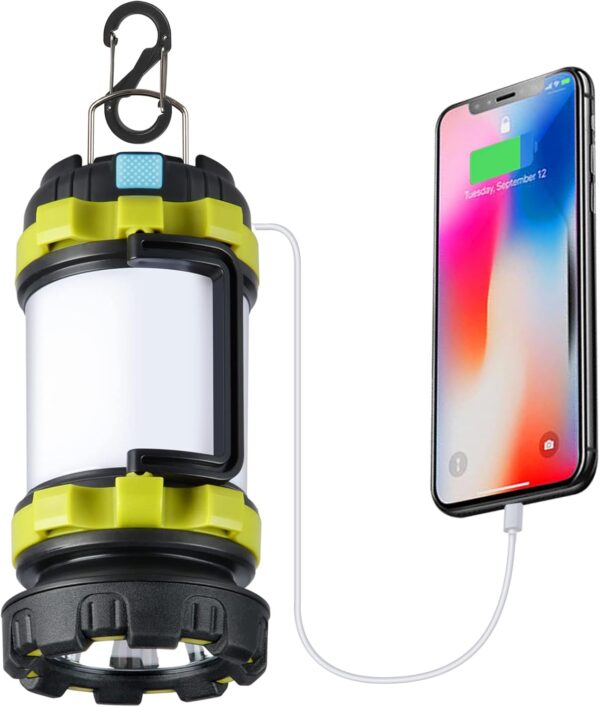 2 Pack Camping Lantern, Outdoor Led Camping Lantern, Rechargeable Flashlights with 1000LM, 6 Modes, 4000mAh Power Bank, IPX5 Waterproof Portable Emergency Camping Light for Hurricane Survival Hiking
