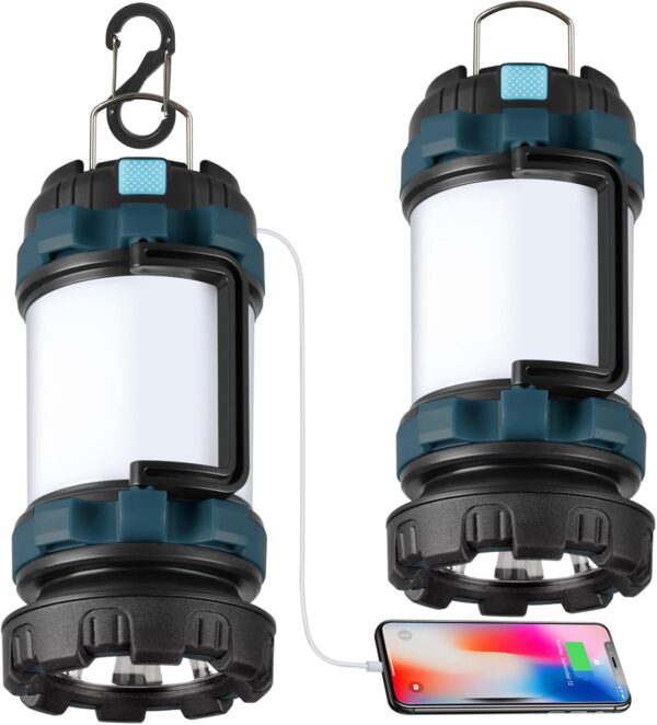 2 Pack Camping Lantern, Outdoor Led Camping Lantern, Rechargeable Flashlights with 1000LM, 6 Modes, 4000mAh Power Bank, IPX5 Waterproof Portable Emergency Camping Light for Hurricane Survival Hiking