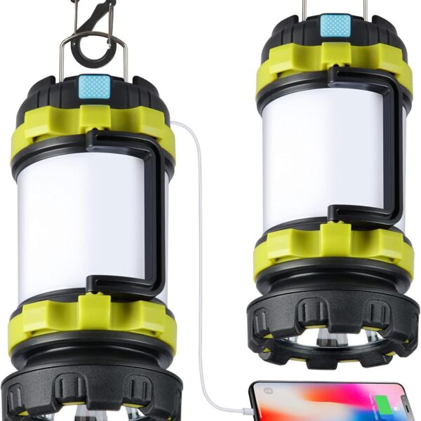 2 Pack Camping Lantern, Outdoor Led Camping Lantern, Rechargeable Flashlights with 1000LM, 6 Modes, 4000mAh Power Bank, IPX5 Waterproof Portable Emergency Camping Light for Hurricane Survival Hiking