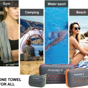 4Monster Camping Towels Super Absorbent, Fast Drying Microfiber Travel Towel, Quick Dry Ultra Soft Compact Gym Towel for Swimming Beach Hiking Yoga Travel Sports Backpack