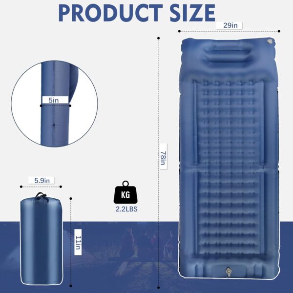 ABTOHE Self Inflating Sleeping pad - Sleeping pad for Camping,Thick 5 Inch Ultralight Camping Mattress with Built-in Pump,Lightweight Camping Mattress pad,Backpacking Sleeping pad