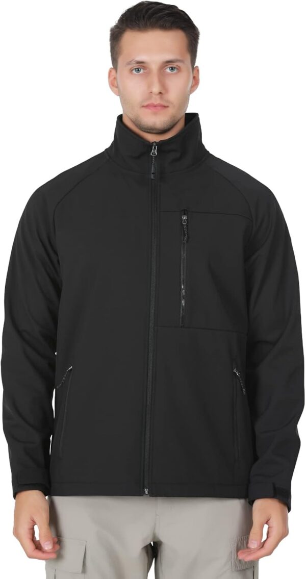 ALPHA CAMP Men's Softshell Jacket with Hood Fleece Lined Water Resistant Windbreaker Lightweight Jacket