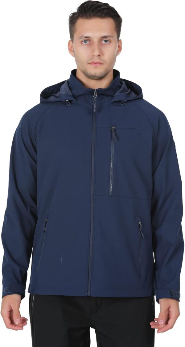 ALPHA CAMP Men's Softshell Jacket with Hood Fleece Lined Water Resistant Windbreaker Lightweight Jacket