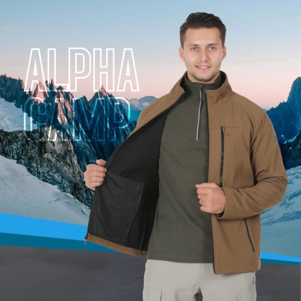 ALPHA CAMP Men's Softshell Jacket with Hood Fleece Lined Water Resistant Windbreaker Lightweight Jacket