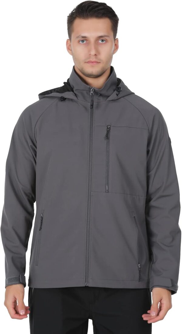 ALPHA CAMP Men's Softshell Jacket with Hood Fleece Lined Water Resistant Windbreaker Lightweight Jacket