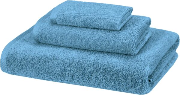 Basics Quick-Dry Towels - 100% Cotton, 3-Piece Set, Lake Blue