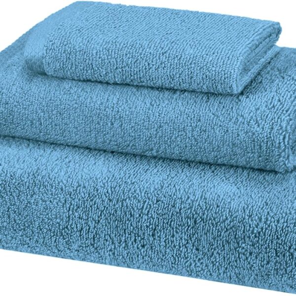 Basics Quick-Dry Towels - 100% Cotton, 3-Piece Set, Lake Blue