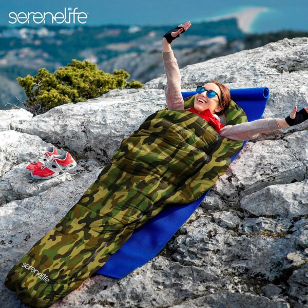 Backpacking Sleeping Bag Camping Gear - Mummy Sleeping Bag For Adults\/Teens w\/ Pillow, Bag - Outdoor Lightweight Weather Proof Sleeping Bag - Camping, Hiking Traveling - SereneLife