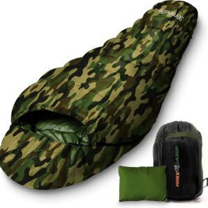 Backpacking Sleeping Bag Camping Gear - Mummy Sleeping Bag For Adults\/Teens w\/ Pillow, Bag - Outdoor Lightweight Weather Proof Sleeping Bag - Camping, Hiking Traveling - SereneLife