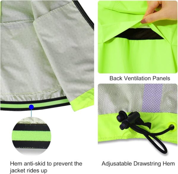 BALEAF Men's Cycling Rain Jacket Windbreaker Waterproof Running Gear Golf Mountain Biking Hood Lightweight Reflective