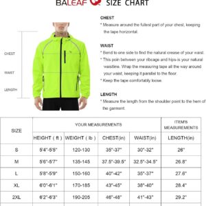 BALEAF Men's Cycling Rain Jacket Windbreaker Waterproof Running Gear Golf Mountain Biking Hood Lightweight Reflective