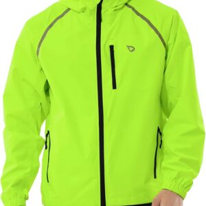 BALEAF Men's Cycling Rain Jacket Windbreaker Waterproof Running Gear Golf Mountain Biking Hood Lightweight Reflective