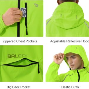 BALEAF Men's Cycling Rain Jacket Windbreaker Waterproof Running Gear Golf Mountain Biking Hood Lightweight Reflective