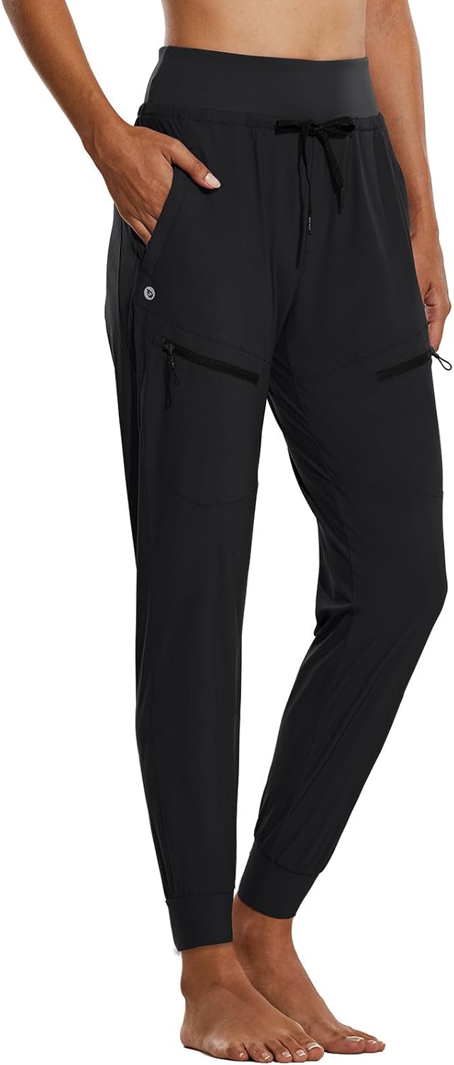 BALEAF Women's Joggers Lightweight Hiking Pants High Waist 5 Zipper Pockets Quick Dry Travel Athletic UPF50+