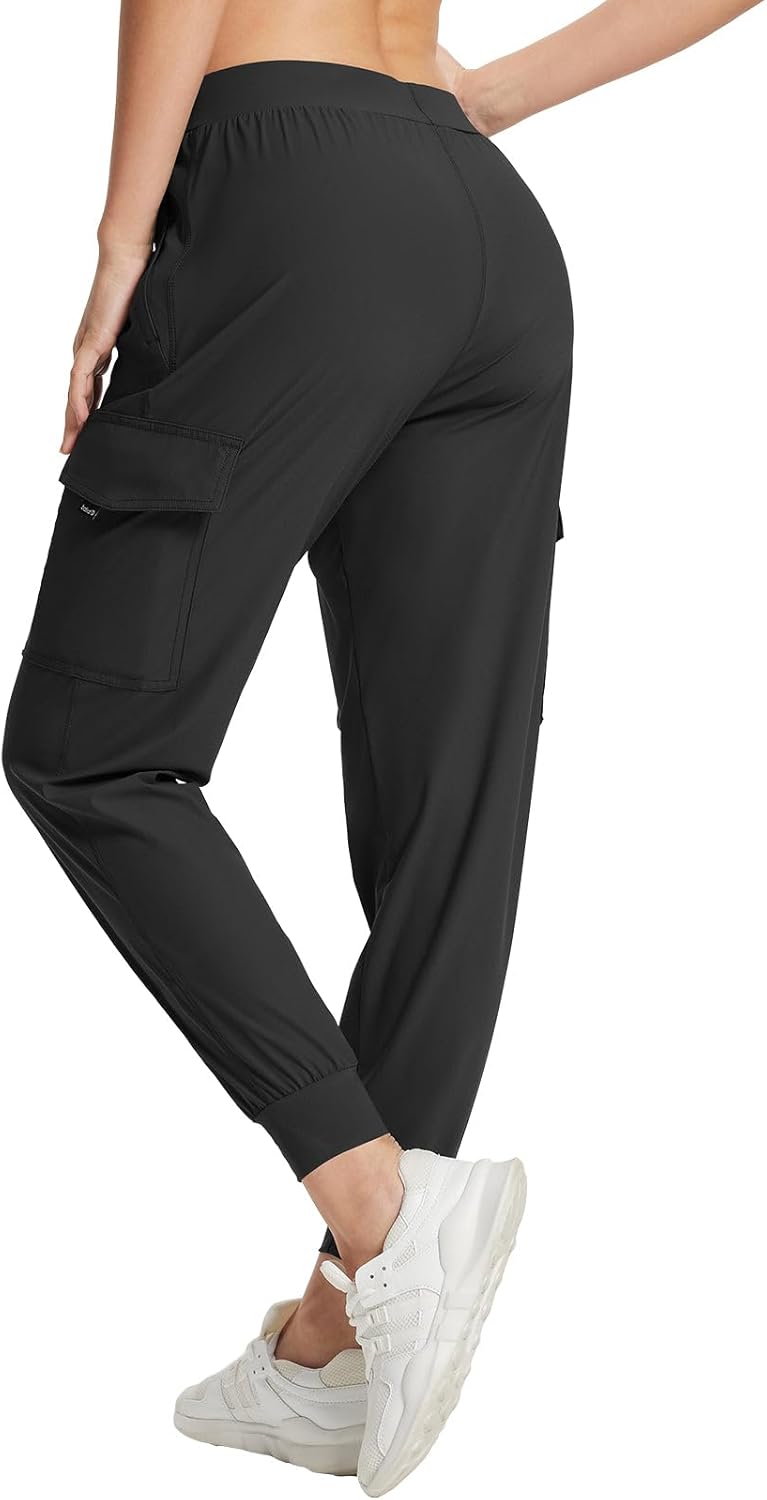 BALEAF Women's Joggers Lightweight Hiking Pants High Waist 5 Zipper Pockets Quick Dry Travel Athletic UPF50+