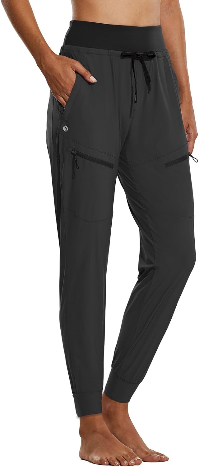 BALEAF Women's Joggers Lightweight Hiking Pants High Waist 5 Zipper Pockets Quick Dry Travel Athletic UPF50+