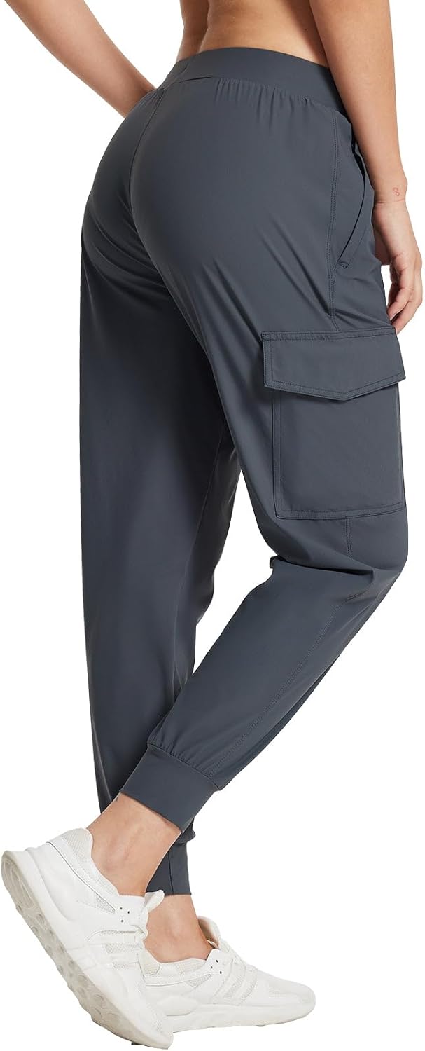 BALEAF Women's Joggers Lightweight Hiking Pants High Waist 5 Zipper Pockets Quick Dry Travel Athletic UPF50+