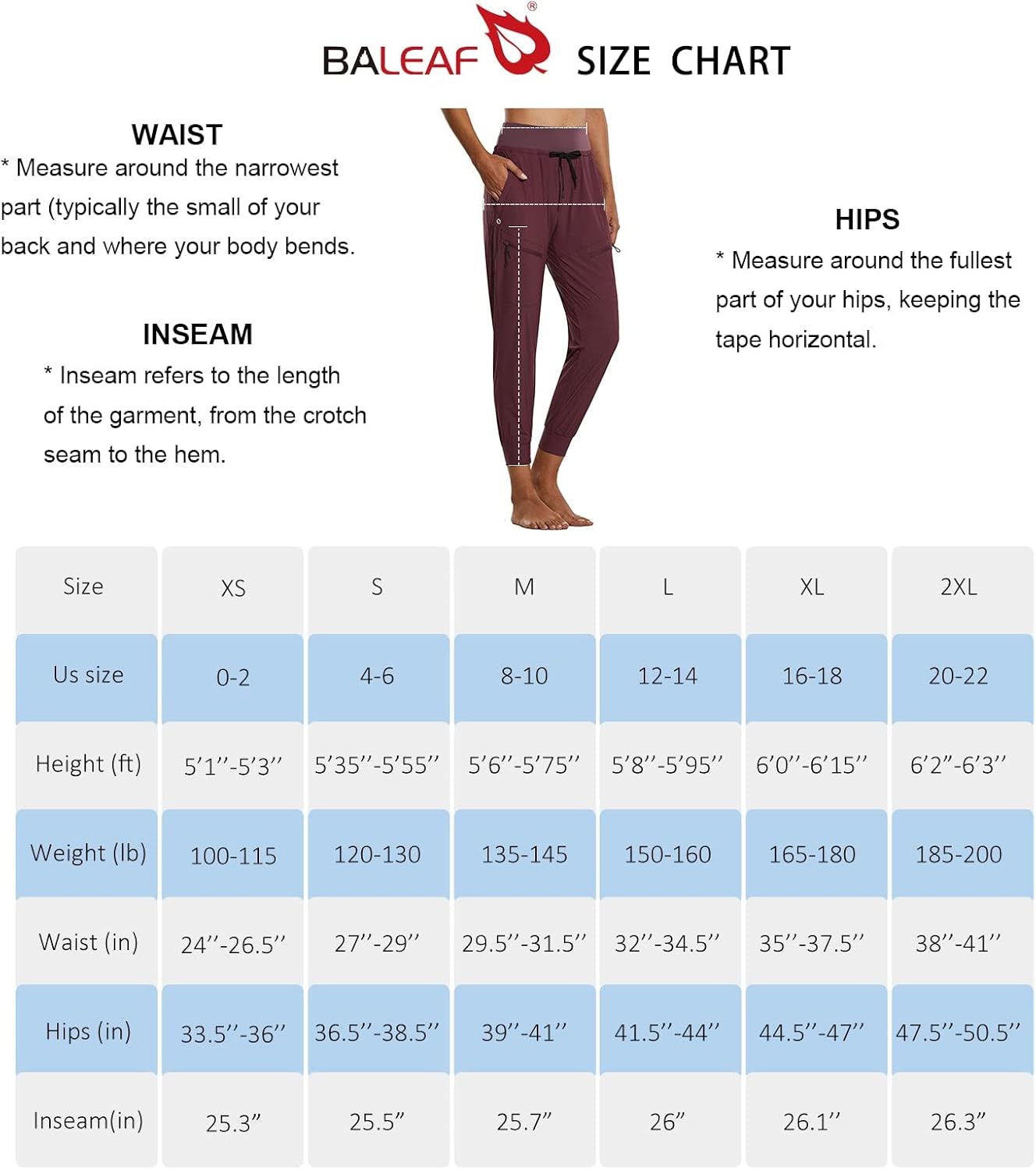 BALEAF Women's Joggers Lightweight Hiking Pants High Waist 5 Zipper Pockets Quick Dry Travel Athletic UPF50+