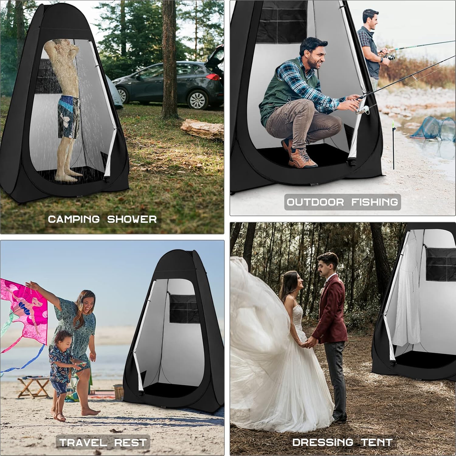 BRIAN & DANY Pop Up Shower Tent, Portable Changing Tent with Rain Shelter & Windows, Privacy Camping Tent for Hiking Beach, UPF 50+ & Waterproof, 47.2" x 47.2" x 74.8"