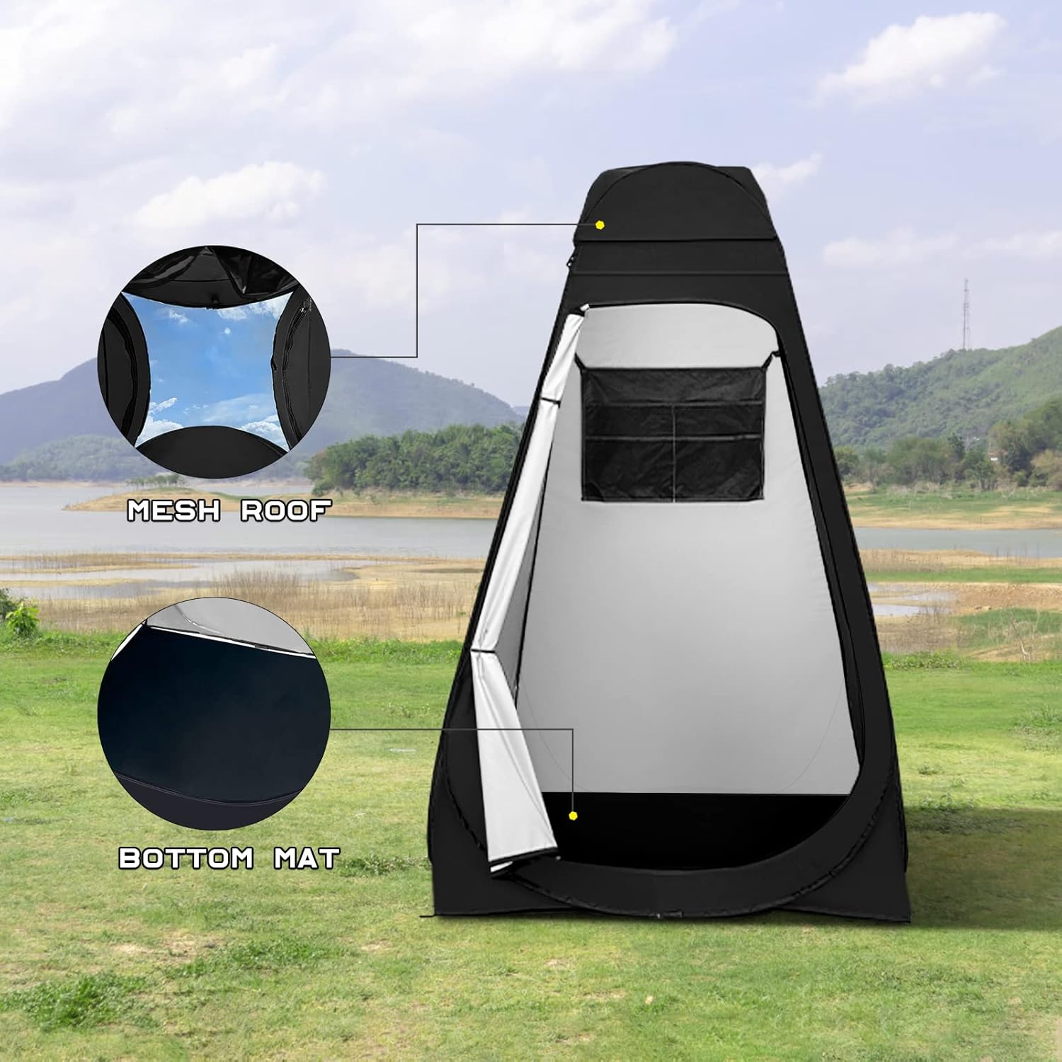 BRIAN & DANY Pop Up Shower Tent, Portable Changing Tent with Rain Shelter & Windows, Privacy Camping Tent for Hiking Beach, UPF 50+ & Waterproof, 47.2" x 47.2" x 74.8"