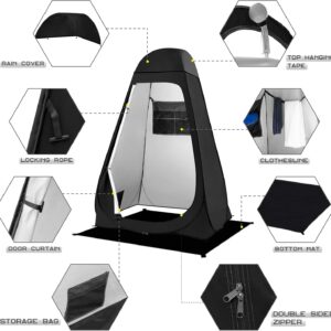 BRIAN & DANY Pop Up Shower Tent, Portable Changing Tent with Rain Shelter & Windows, Privacy Camping Tent for Hiking Beach, UPF 50+ & Waterproof, 47.2" x 47.2" x 74.8"