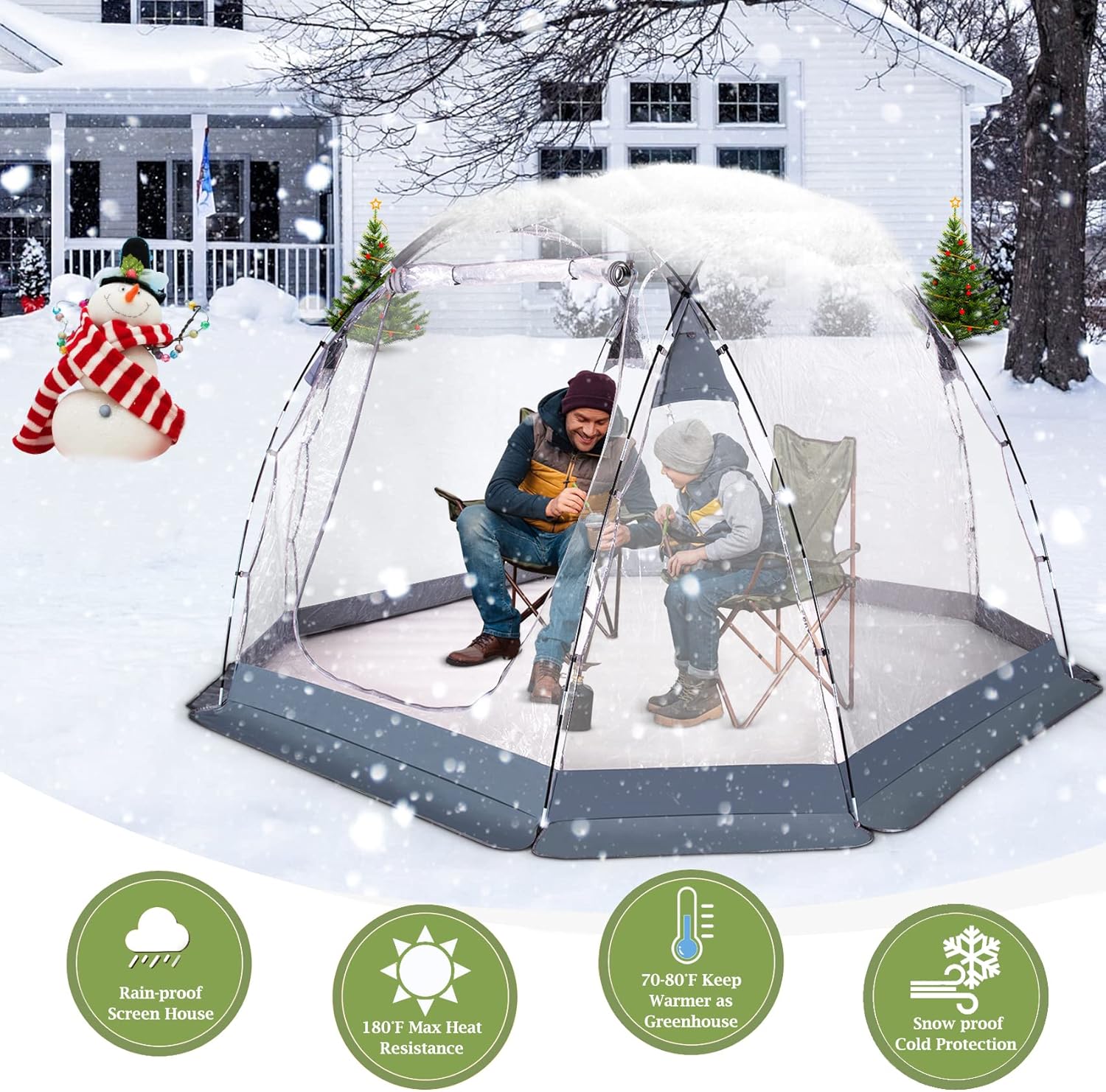 Bubble Tent 4-6 People Transparent Tent 10 'x10' Outdoor Tent Cold and Waterproof Suitable for Terrace, Canopy, Backyard Star Watching Camping Portable Tent