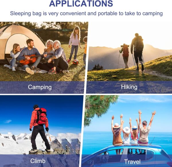 Camping Sleeping Bags for Adults Kids - All Season Warm & Cold Weather Backpacking Hiking XL Size Roomy Camping Gear Equipment for Couples Outdoor Car Family Travelling - Lightweight & Waterproof
