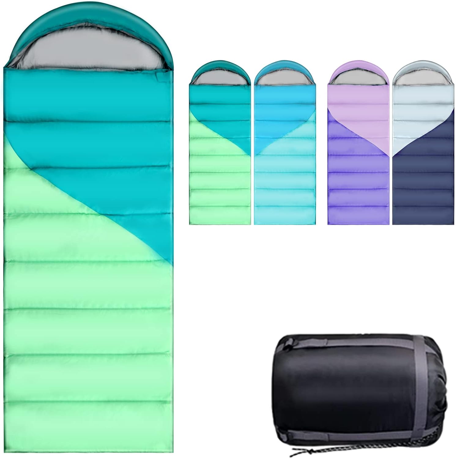 Camping Sleeping Bags for Adults Kids - All Season Warm & Cold Weather Backpacking Hiking XL Size Roomy Camping Gear Equipment for Couples Outdoor Car Family Travelling - Lightweight & Waterproof