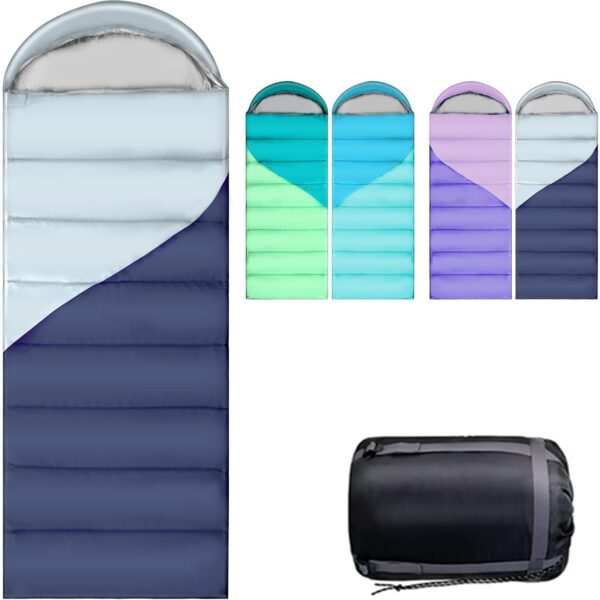 Camping Sleeping Bags for Adults Kids - All Season Warm & Cold Weather Backpacking Hiking XL Size Roomy Camping Gear Equipment for Couples Outdoor Car Family Travelling - Lightweight & Waterproof