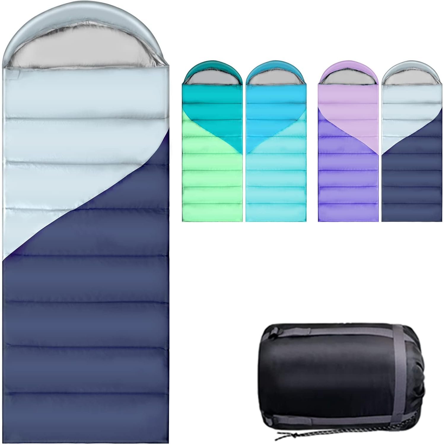 Camping Sleeping Bags for Adults Kids - All Season Warm & Cold Weather Backpacking Hiking XL Size Roomy Camping Gear Equipment for Couples Outdoor Car Family Travelling - Lightweight & Waterproof