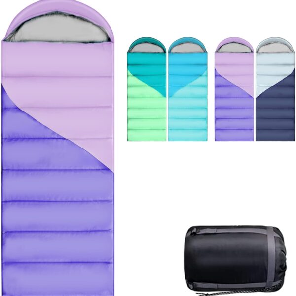Camping Sleeping Bags for Adults Kids - All Season Warm & Cold Weather Backpacking Hiking XL Size Roomy Camping Gear Equipment for Couples Outdoor Car Family Travelling - Lightweight & Waterproof