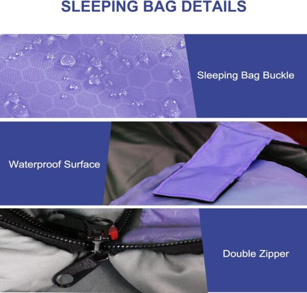 Camping Sleeping Bags for Adults Kids - All Season Warm & Cold Weather Backpacking Hiking XL Size Roomy Camping Gear Equipment for Couples Outdoor Car Family Travelling - Lightweight & Waterproof