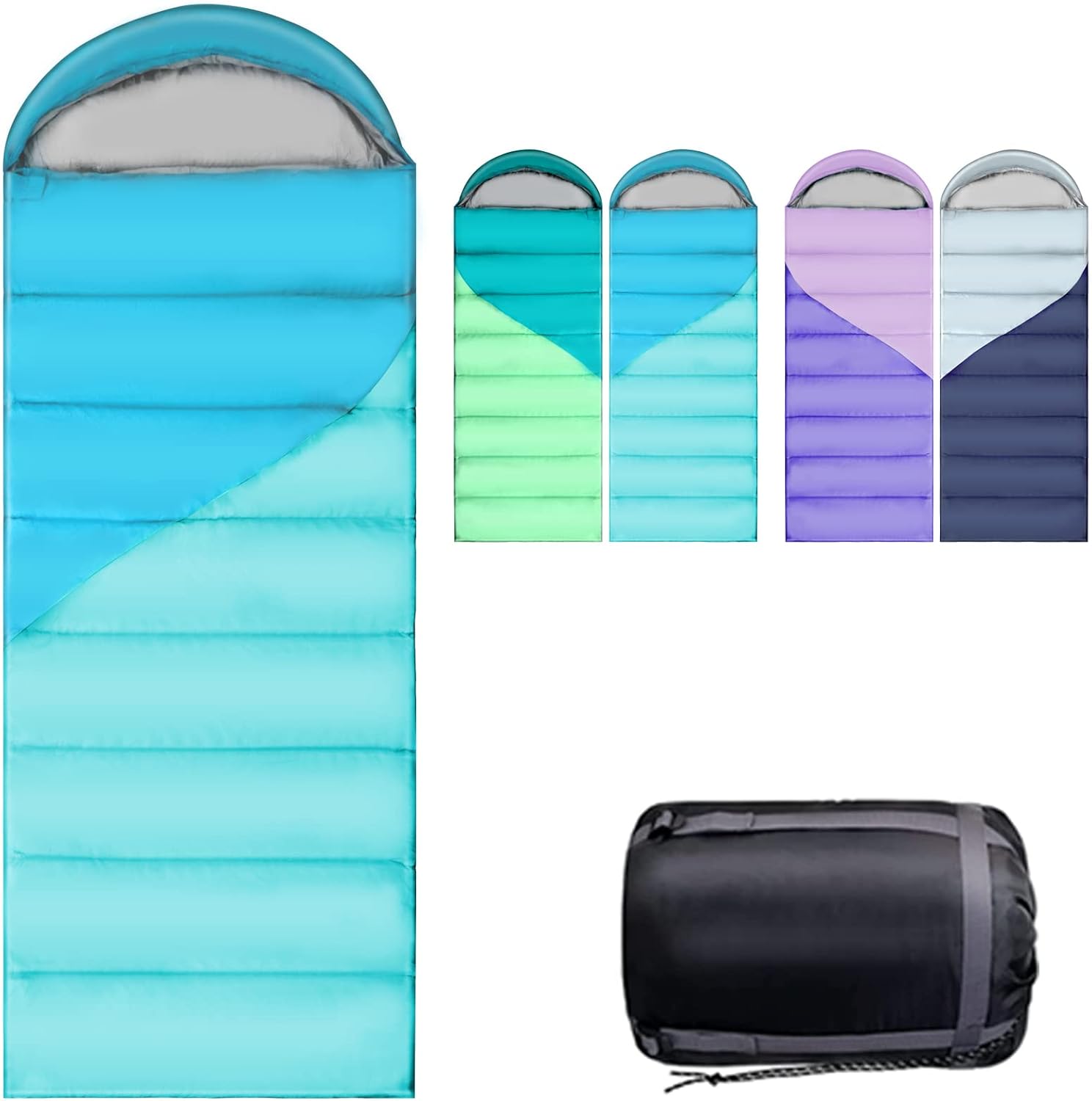 Camping Sleeping Bags for Adults Kids - All Season Warm & Cold Weather Backpacking Hiking XL Size Roomy Camping Gear Equipment for Couples Outdoor Car Family Travelling - Lightweight & Waterproof