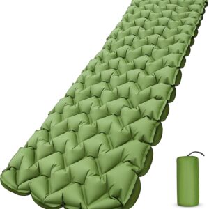 Camping Sleeping Pad, Ultralight Camping Mat with Pillow Built-in Foot Pump Inflatable Sleeping Pads Compact for Camping Backpacking Hiking Traveling