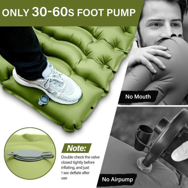 Camping Sleeping Pad, Ultralight Camping Mat with Pillow Built-in Foot Pump Inflatable Sleeping Pads Compact for Camping Backpacking Hiking Traveling