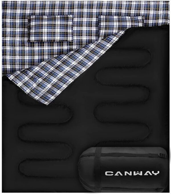 CANWAY Double Sleeping Bag,2 Person Sleeping Bag Lightweight Waterproof with 2 Pillows for Camping, Backpacking, or Hiking for Adults or Teens Queen Size XL & XXL