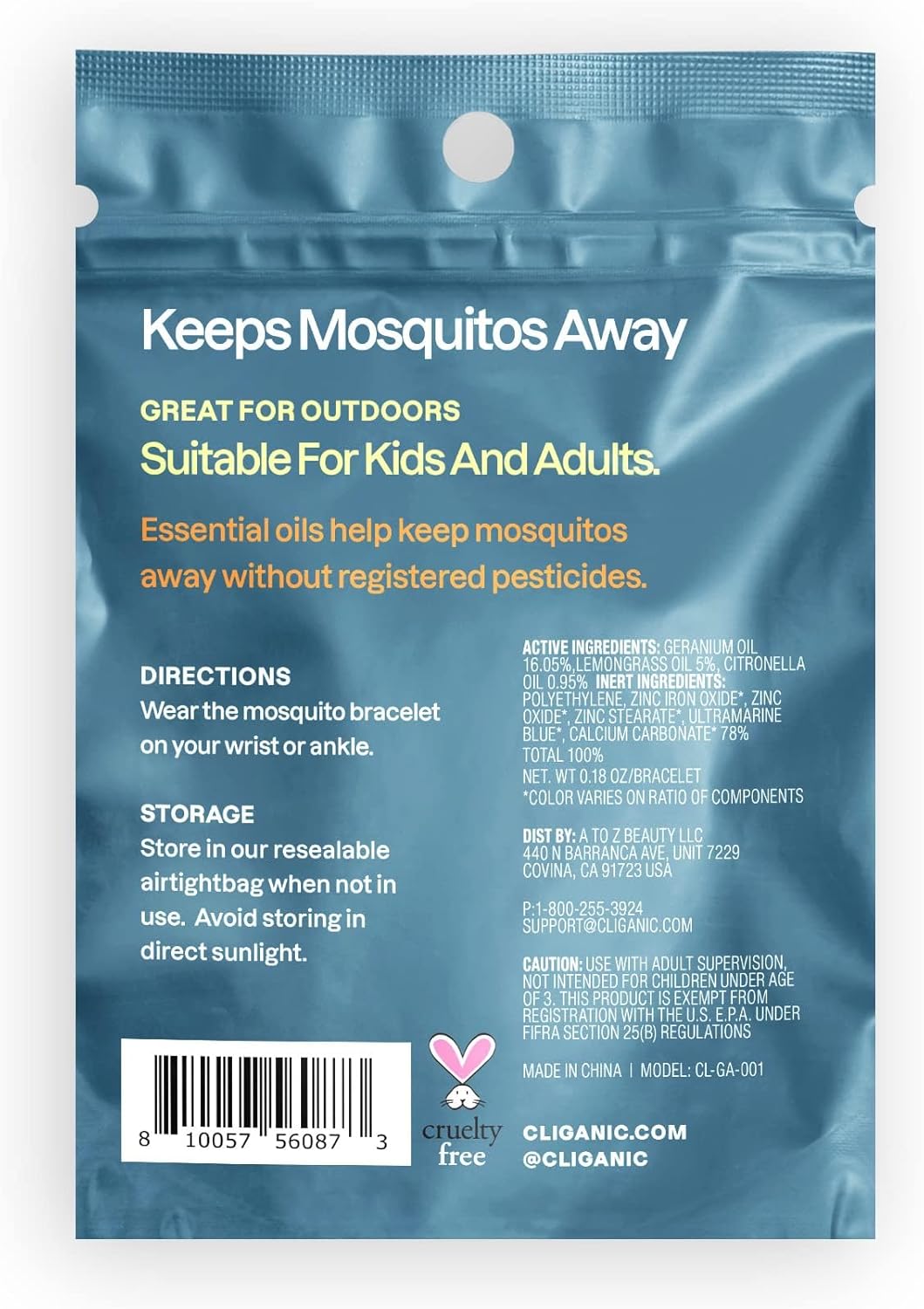 Cliganic 10 Pack Mosquito Repellent Bracelets, DEET-Free Bands, Individually Wrapped (Packaging May Vary)