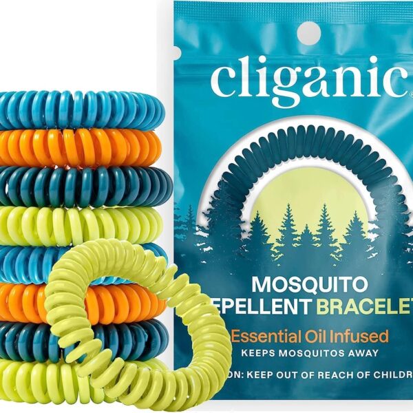 Cliganic 10 Pack Mosquito Repellent Bracelets, DEET-Free Bands, Individually Wrapped (Packaging May Vary)