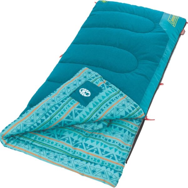 Coleman Kids 50°F Sleeping Bag, Comfortable Camping Sleeping Bag for Kids, Fits Children up to 5ft Tall, Glow in the Dark Design, Stuff Sack Included, Machine Washable