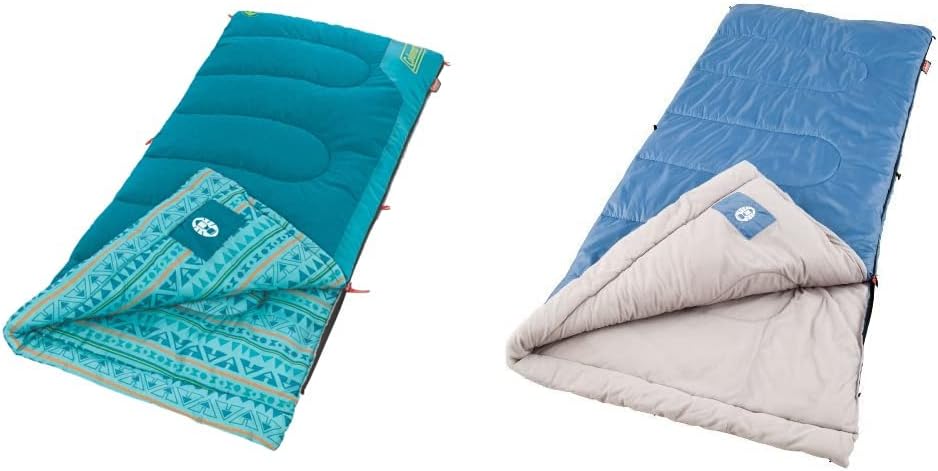 Coleman Kids 50°F Sleeping Bag, Comfortable Camping Sleeping Bag for Kids, Fits Children up to 5ft Tall, Glow in the Dark Design, Stuff Sack Included, Machine Washable