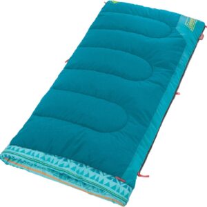 Coleman Kids 50°F Sleeping Bag, Comfortable Camping Sleeping Bag for Kids, Fits Children up to 5ft Tall, Glow in the Dark Design, Stuff Sack Included, Machine Washable