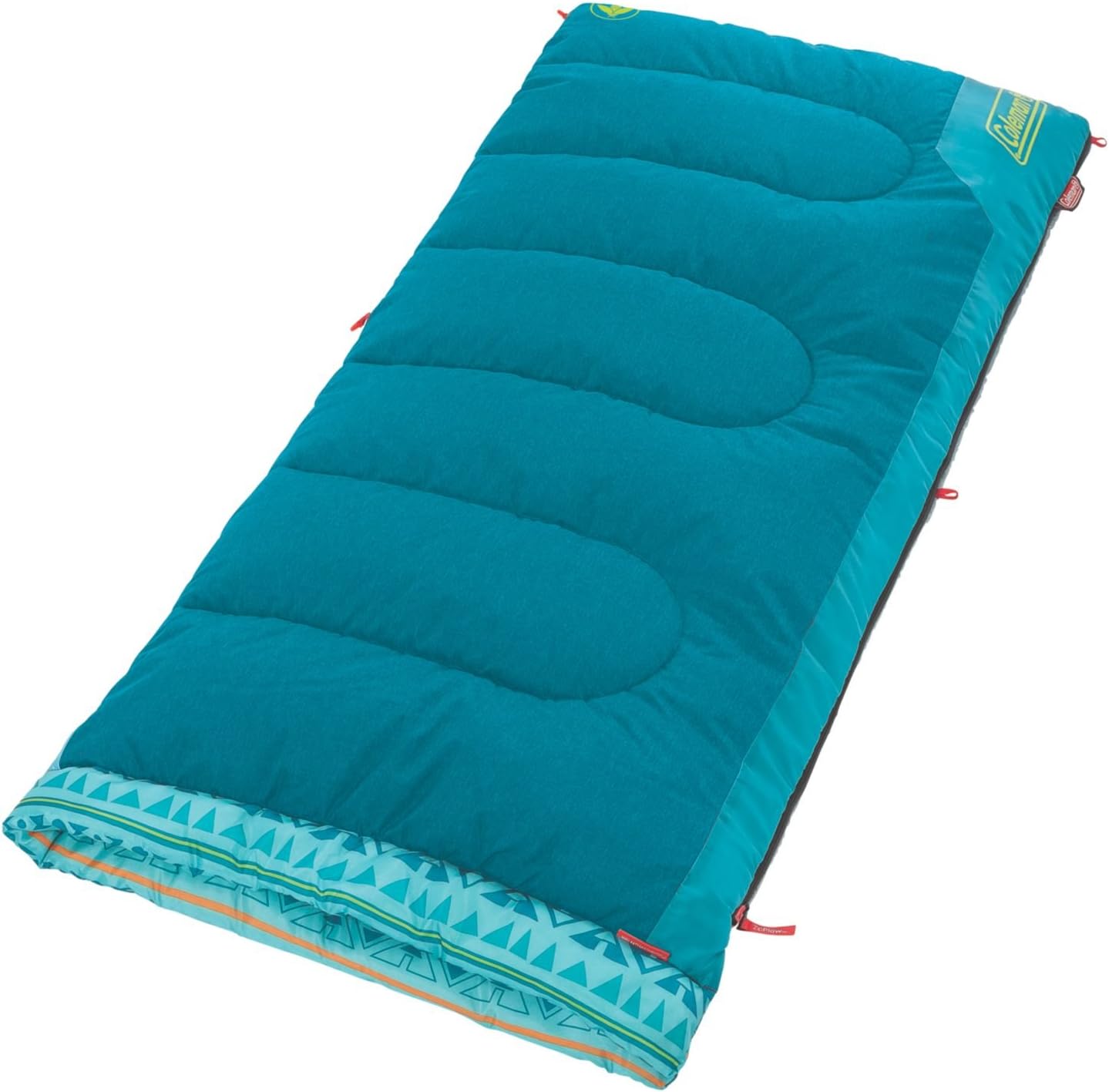 Coleman Kids 50°F Sleeping Bag, Comfortable Camping Sleeping Bag for Kids, Fits Children up to 5ft Tall, Glow in the Dark Design, Stuff Sack Included, Machine Washable