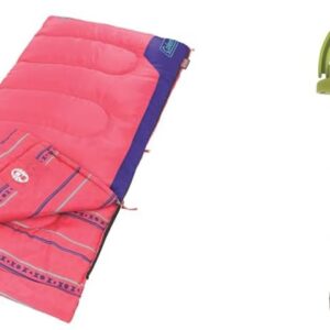 Coleman Kids 50°F Sleeping Bag, Comfortable Camping Sleeping Bag for Kids, Fits Children up to 5ft Tall, Glow in the Dark Design, Stuff Sack Included, Machine Washable