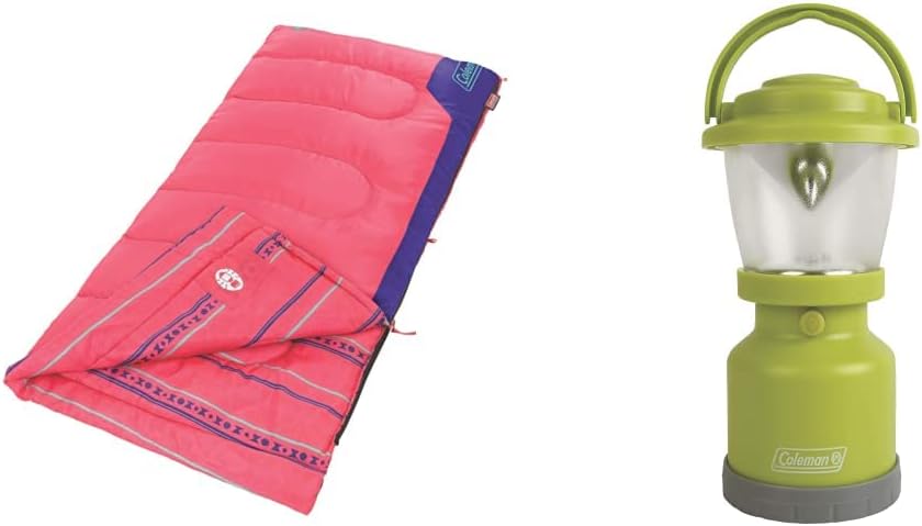 Coleman Kids 50°F Sleeping Bag, Comfortable Camping Sleeping Bag for Kids, Fits Children up to 5ft Tall, Glow in the Dark Design, Stuff Sack Included, Machine Washable