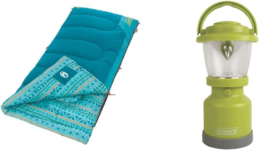 Coleman Kids 50°F Sleeping Bag, Comfortable Camping Sleeping Bag for Kids, Fits Children up to 5ft Tall, Glow in the Dark Design, Stuff Sack Included, Machine Washable
