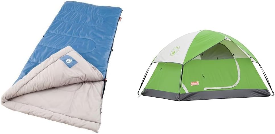 Coleman Sun Ridge Cool-Weather Sleeping Bag 40°F Lightweight for Adults, Camping Sleeping Bag with Easy Packing and Draft Tube to Prevent Heat from Escaping