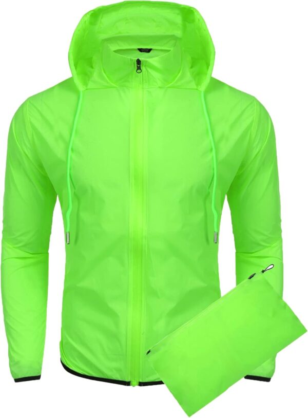COOFANDY Men's Packable Rain Jacket Lightweight Waterproof Raincoat with Hood Outdoor Running Hiking Cycling