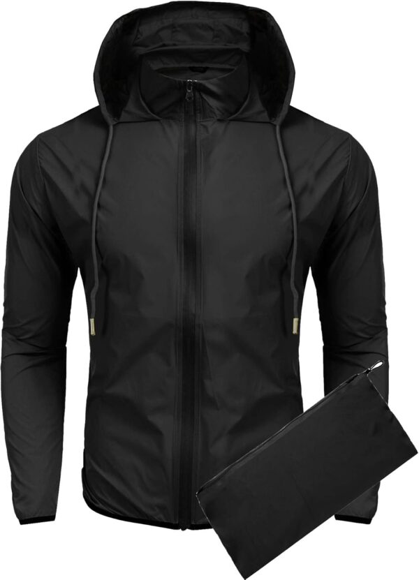 COOFANDY Men's Packable Rain Jacket Lightweight Waterproof Raincoat with Hood Outdoor Running Hiking Cycling